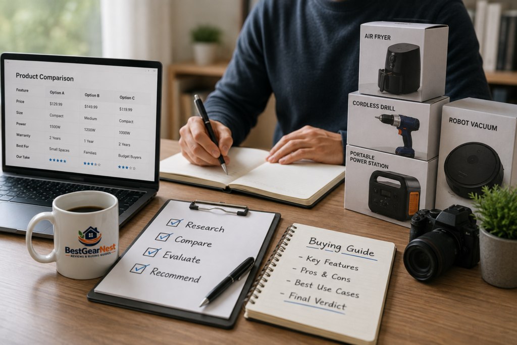 Researching and comparing products for buying guides