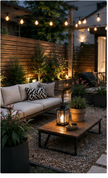 Home and garden products in a modern outdoor living space