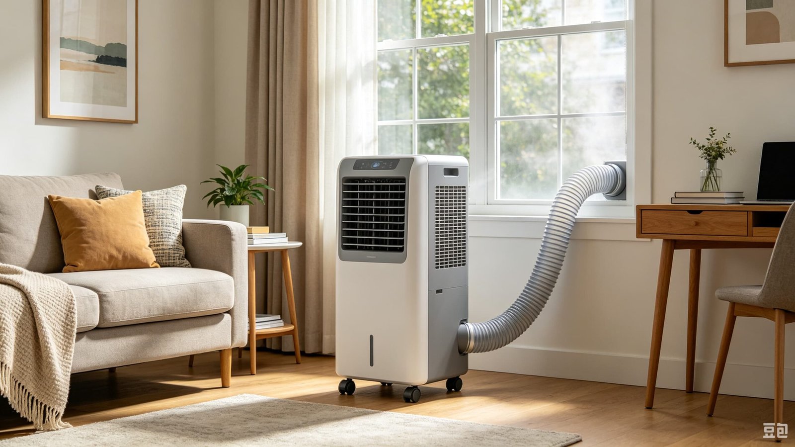 Portable air conditioner in a room