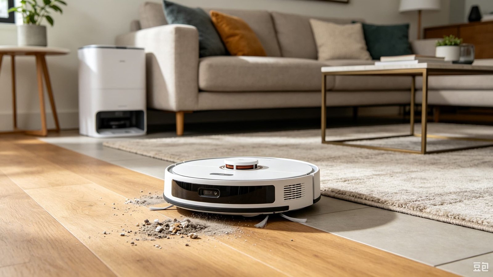 Robot vacuum cleaning a home floor